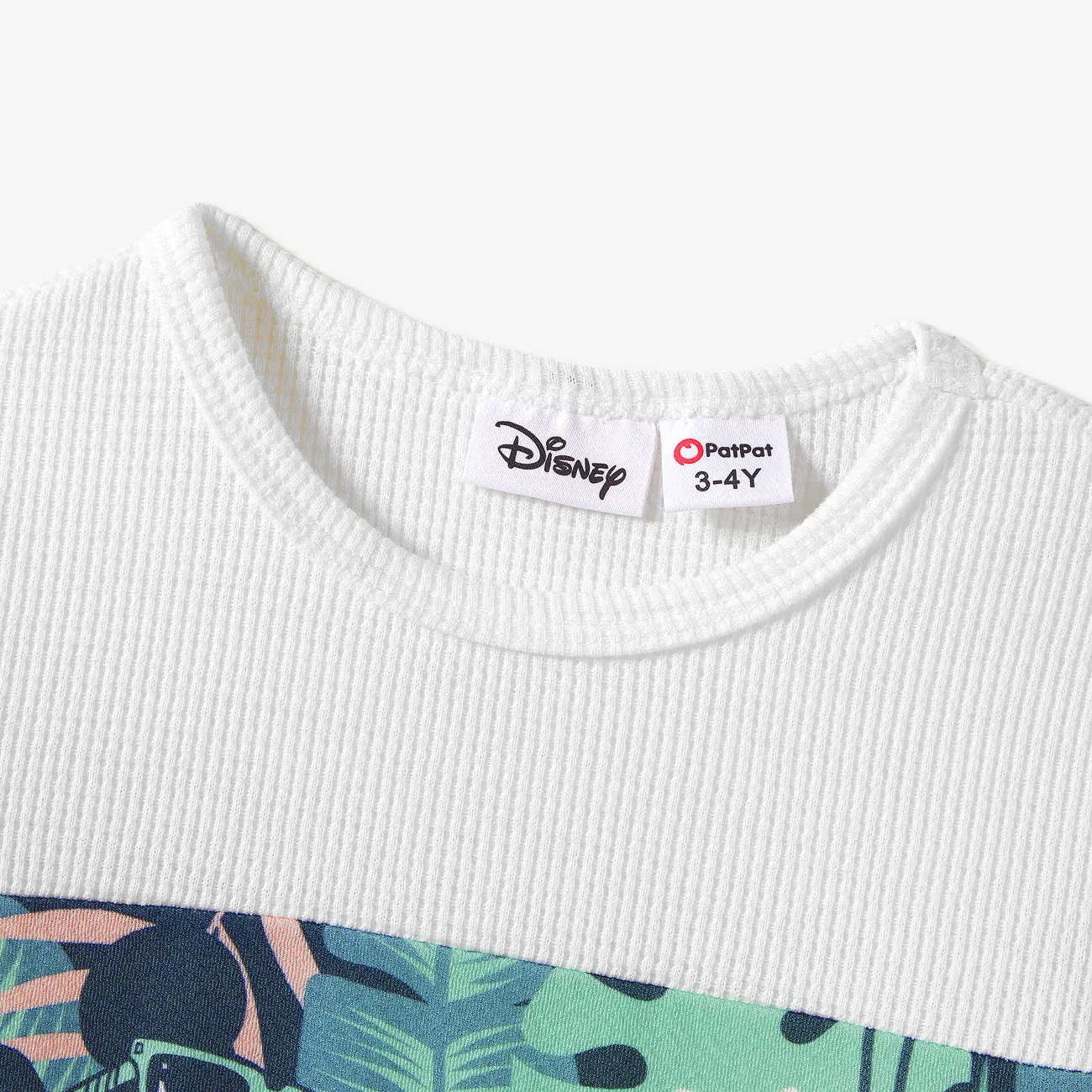 Disney Mickey and Friends Familien-Looks Tropische Pflanzen und Blumen Kurzärmelig Familien-Outfits Sets Grün Weiß big image 1