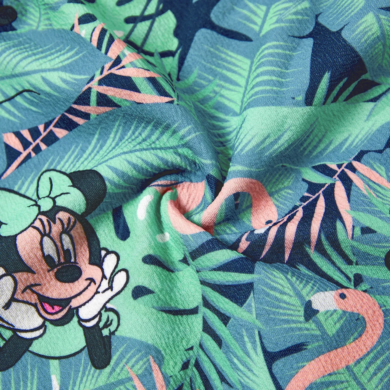 Disney Mickey and Friends Looks familiares Plantas y flores tropicales Manga corta Conjuntos combinados para familia Conjuntos verde blanco big image 1