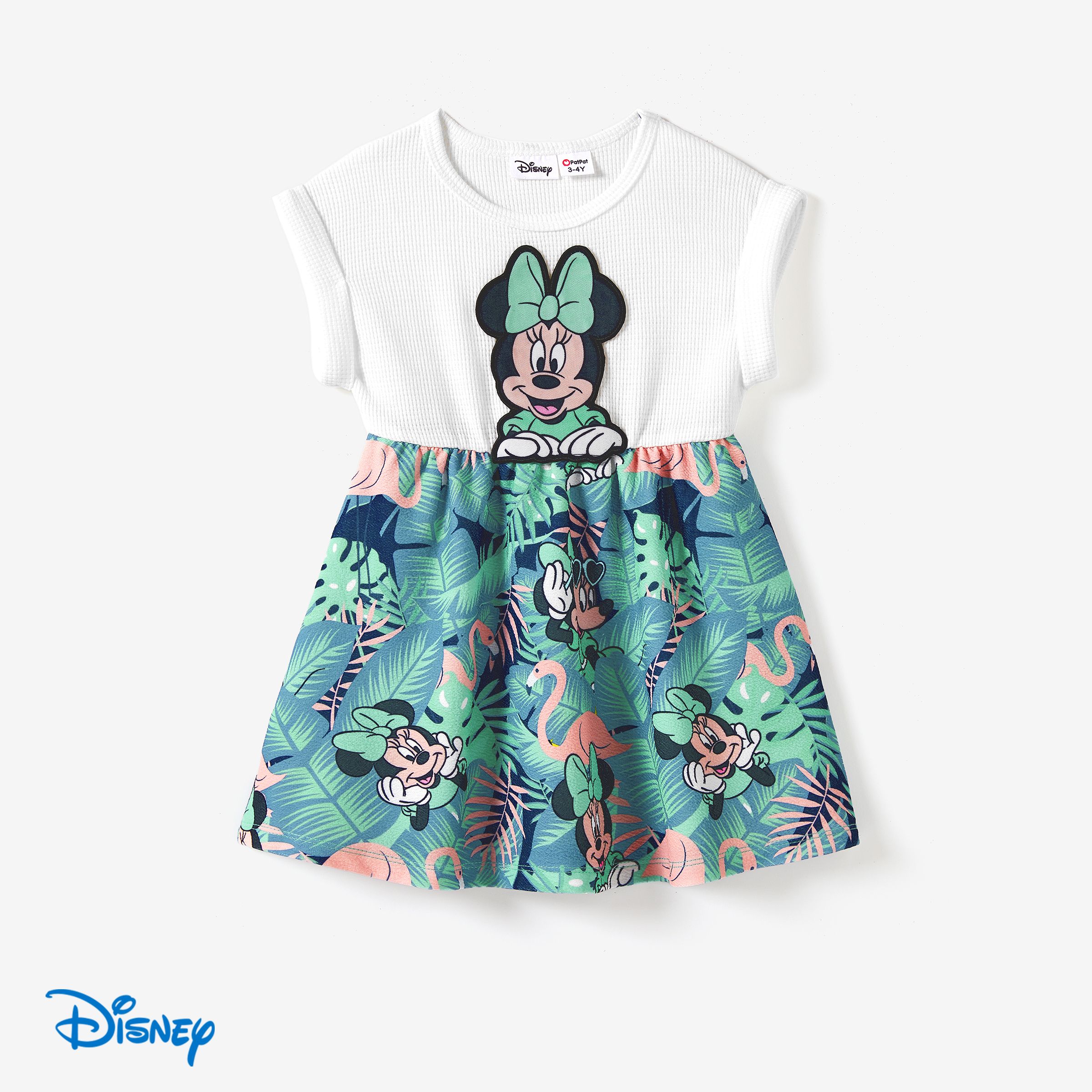 

Disney Mickey and Friends Family Matching Tropical Botanical Print Waffle Fabric T-shirt/Dress