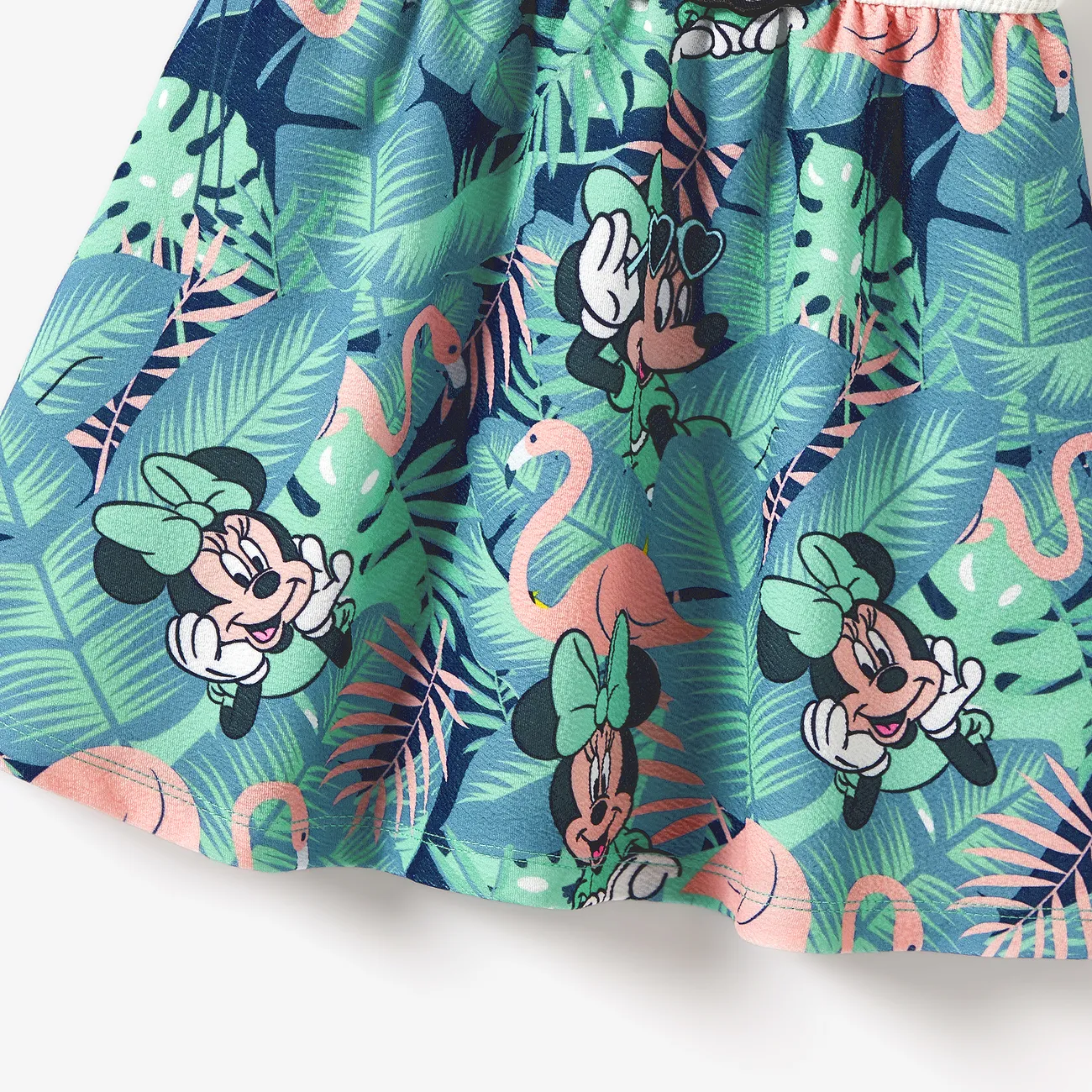 Disney Mickey and Friends Familien-Looks Tropische Pflanzen und Blumen Kurzärmelig Familien-Outfits Sets Grün Weiß big image 1