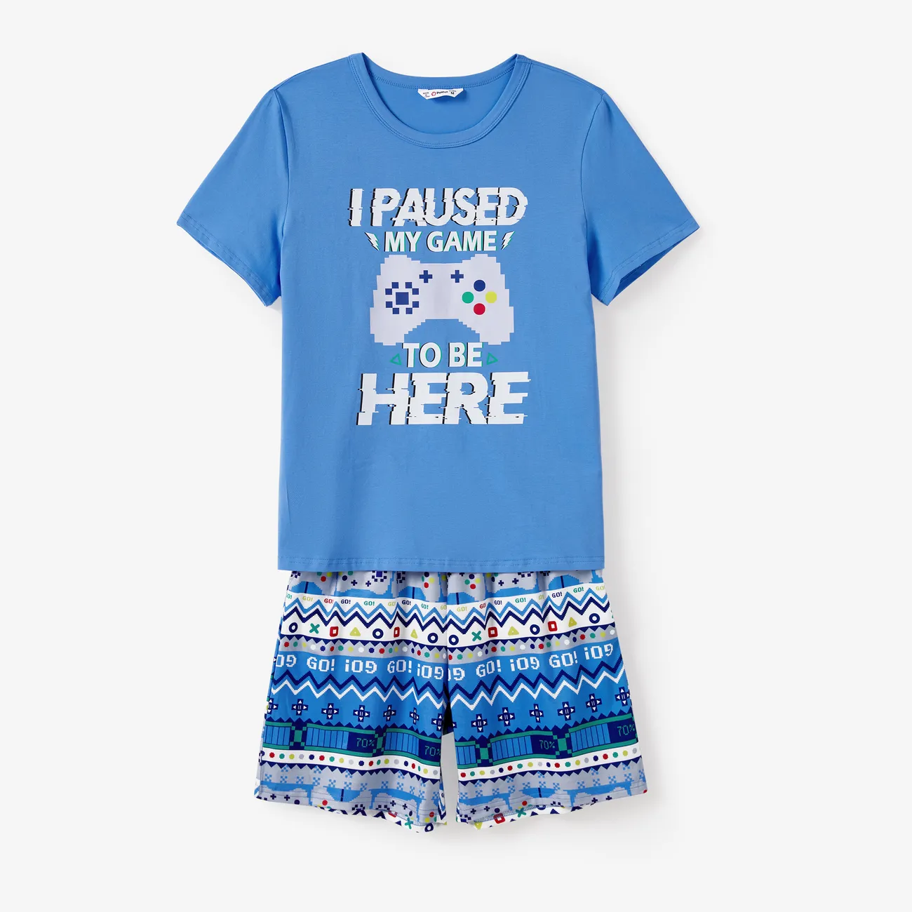 Familien-Looks Kurzärmelig Familien-Outfits Pyjamas (Flame Resistant) blau big image 1