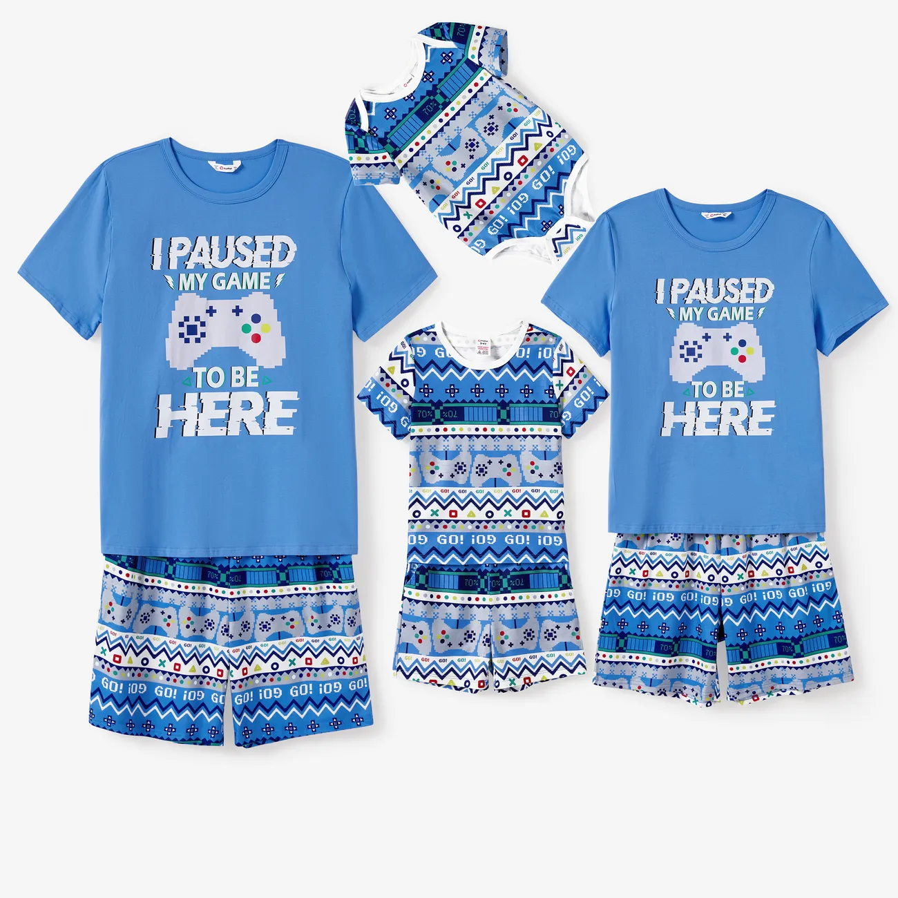 Look Familial Manches courtes Tenues de famille assorties Pyjamas (Flame Resistant) Bleu big image 1