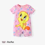Looney Tunes Baby Boys/Girls Cartoon Animal Print Short-sleeve Romper Pink
