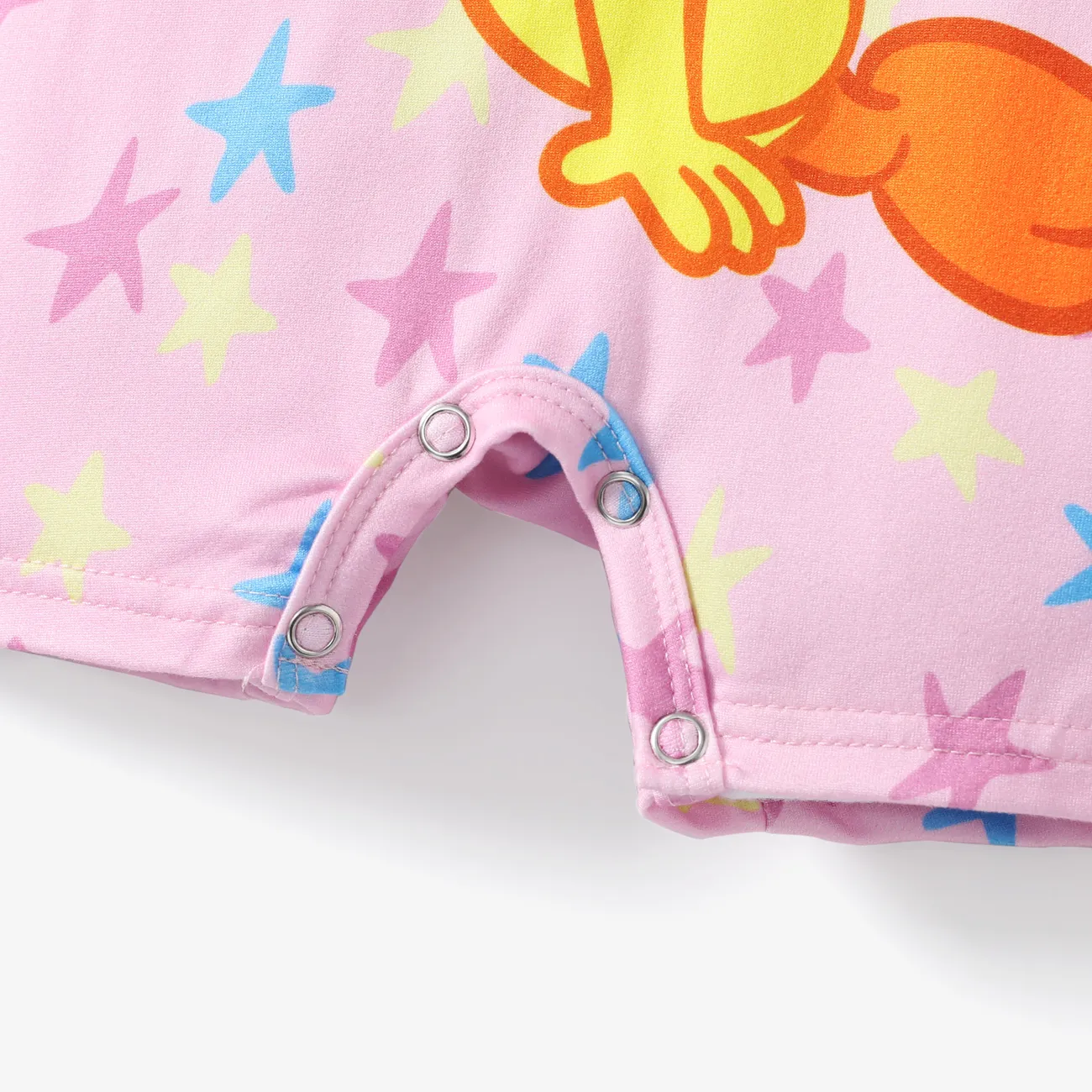 Looney Tunes Baby Boys/Girls Cartoon Animal Print Short-sleeve Romper Pink big image 1