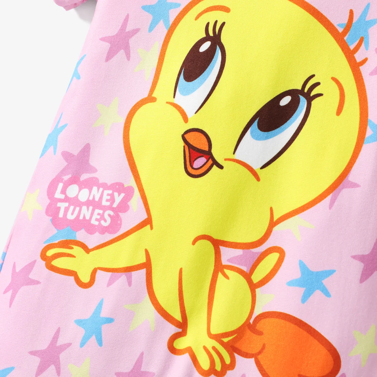 Looney Tunes Baby Boys/Girls Cartoon Animal Print Short-sleeve Romper Pink big image 1