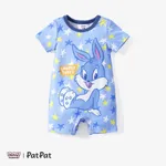 Looney Tunes Baby Boys/Girls Cartoon Animal Print Short-sleeve Romper Blue