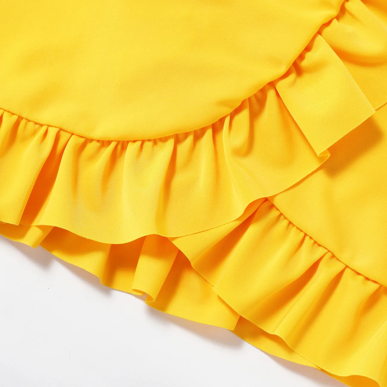 3pcs Kid Girl Floral Print Ruffled Swimsuit Yellow big image 1