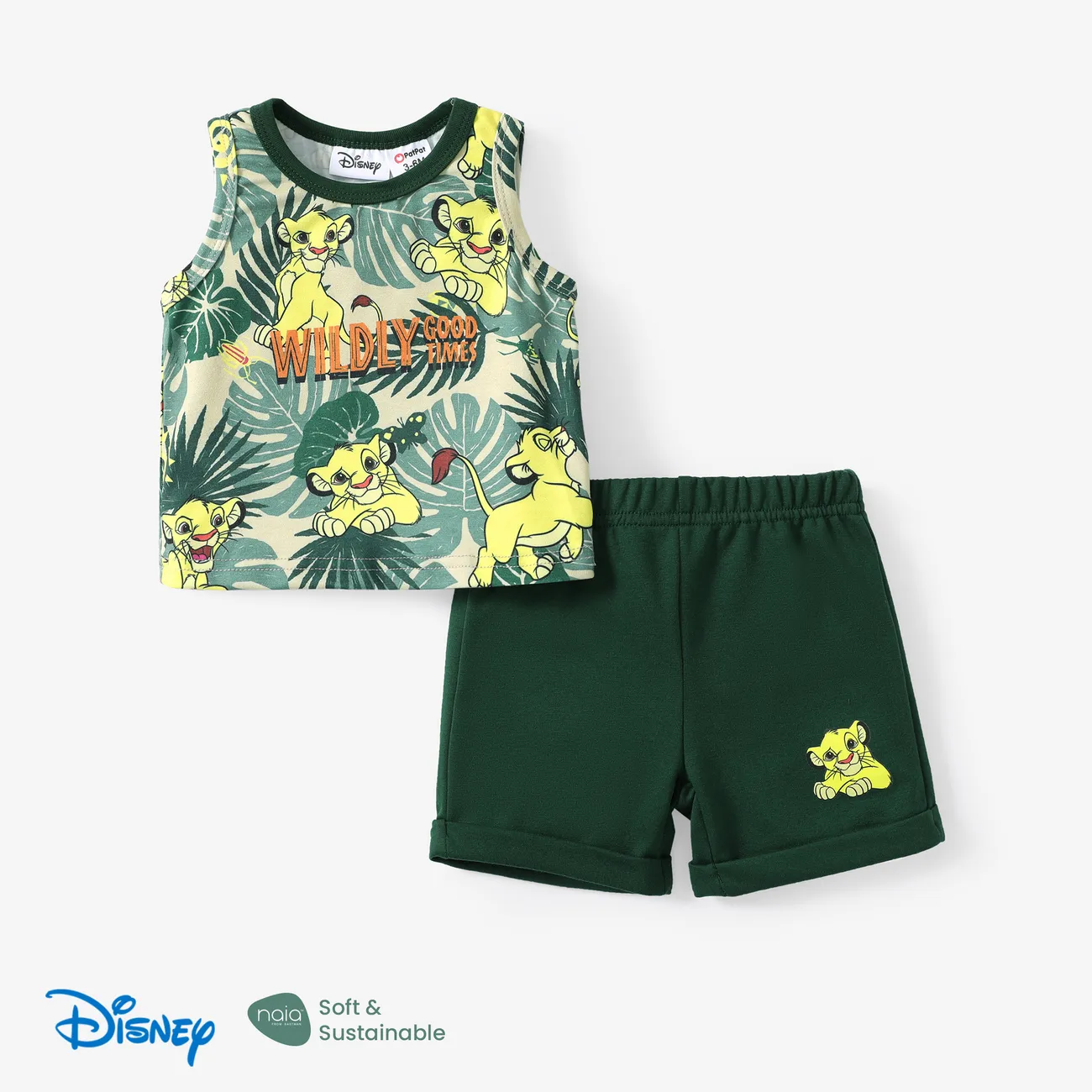 Disney Rei Leão 2 unidades Menino Infantil Folha de palmeira Conjuntos Verde big image 1