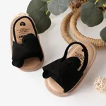 Baby/Toddler Girl Solid Color Elastic Band Leather Pre-Walker Shoes Black