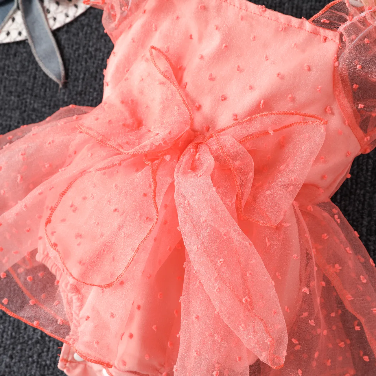 嬰兒 女 泡泡袖 甜美 短袖 連身衣 粉色 big image 1