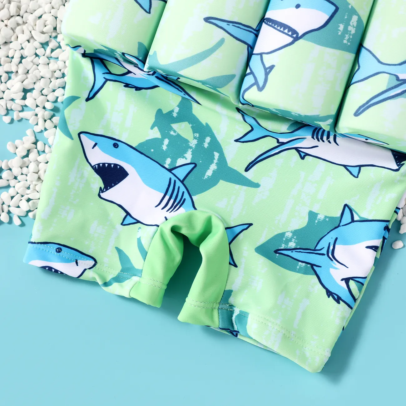Childlike Animal Pattern Shark Swimsuit, Polyester and Spandex Fabric Green big image 1