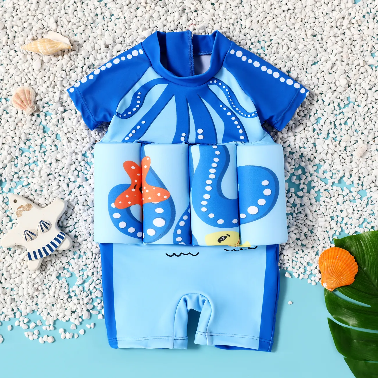 Childlike Marine Animal Print Floatation Swimsuit for Baby Boy Blue big image 1