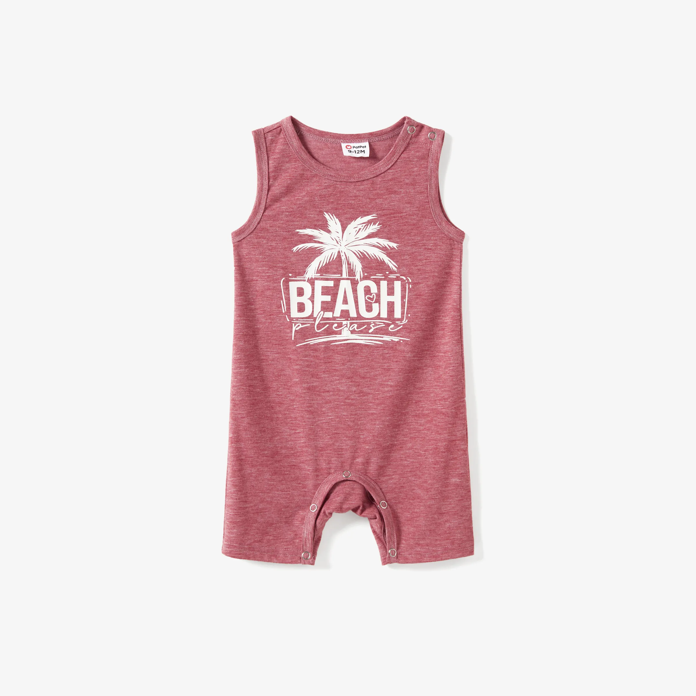 

Mommy and Me Pink Round Neck Sleeveless Tasseled Trim Coconut Tree Graphic Beach Dress