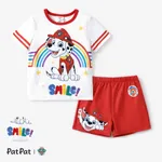 PAW Patrol Toddler Girls/Boys 2pcs Character Rainbow Print T-shirt with Shorts Sporty Set Red