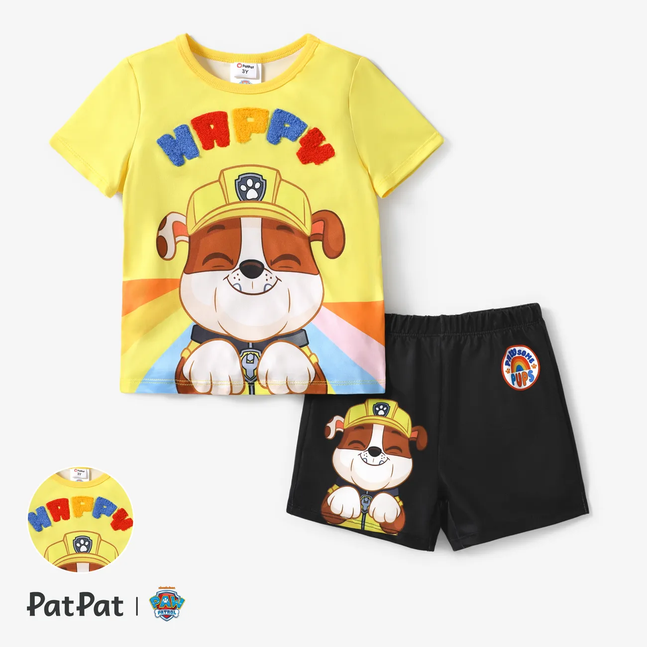 Patrulha Canina 2 unidades Criança Unissexo Infantil conjuntos de camisetas Amarelo big image 1