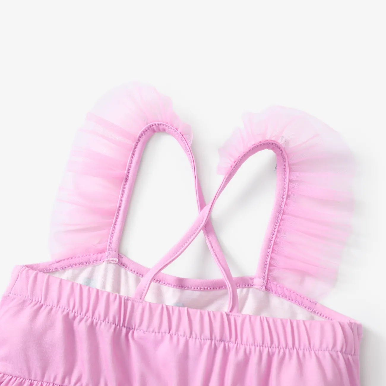 Disney Mickey and Friends Toddler Girls 1pc Naia™ Character Coral Print Ruffled-sleeve Cross-back Dress
 Pink big image 1