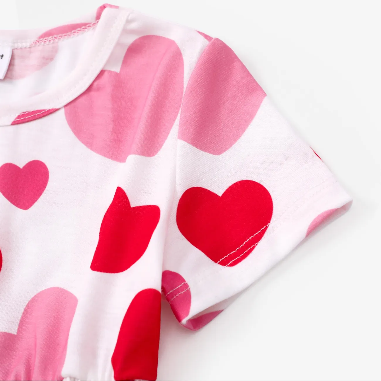 Toddler Girl Valentine's Day 2pcs Heart-shaped Dress with Headband PinkyWhite big image 1