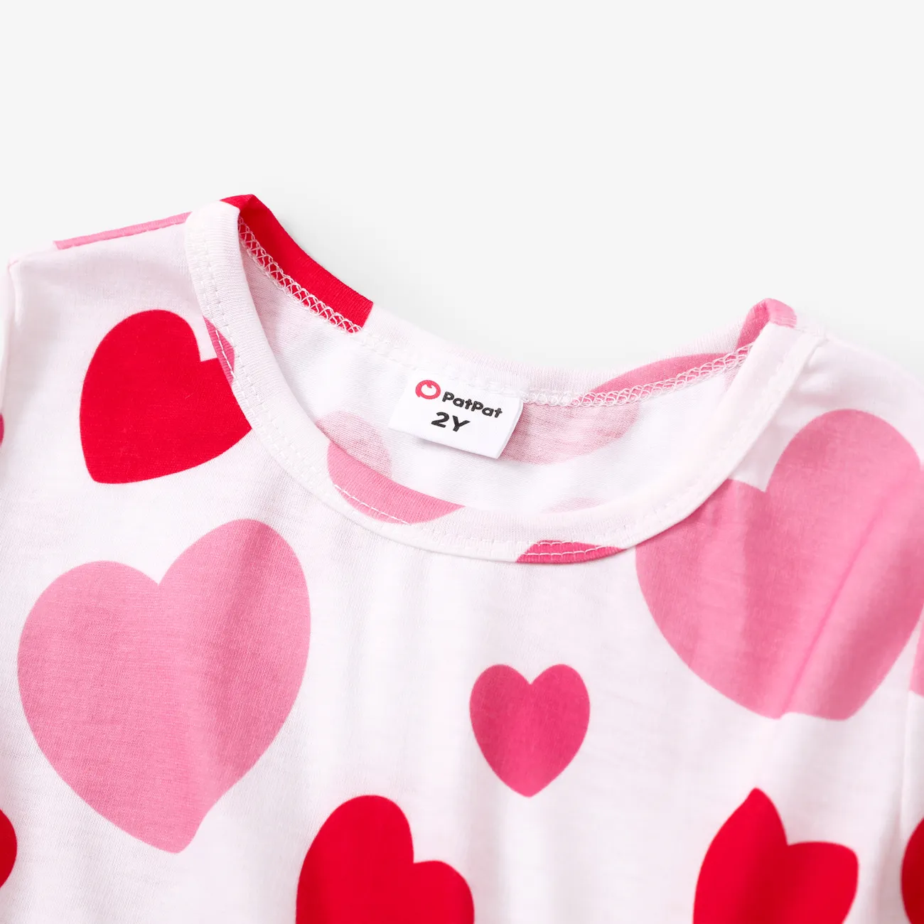 Toddler Girl Valentine's Day 2pcs Heart-shaped Dress with Headband PinkyWhite big image 1