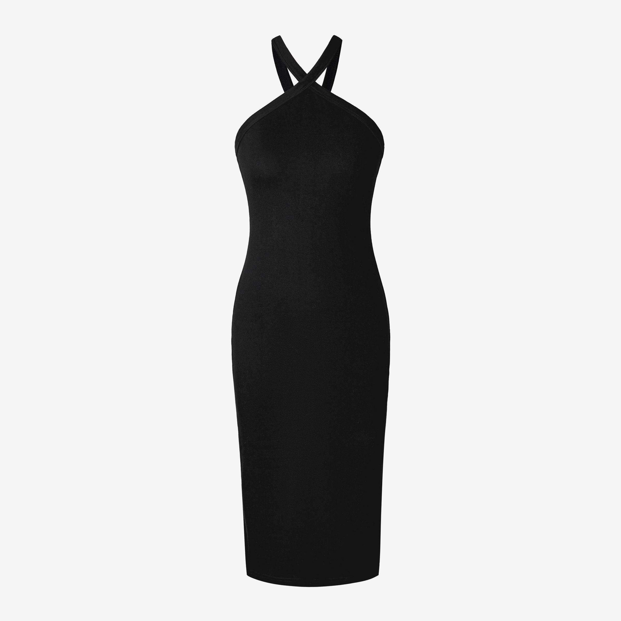 

Mommy and Me Black Cross-Strap Bodycon Midi Dress