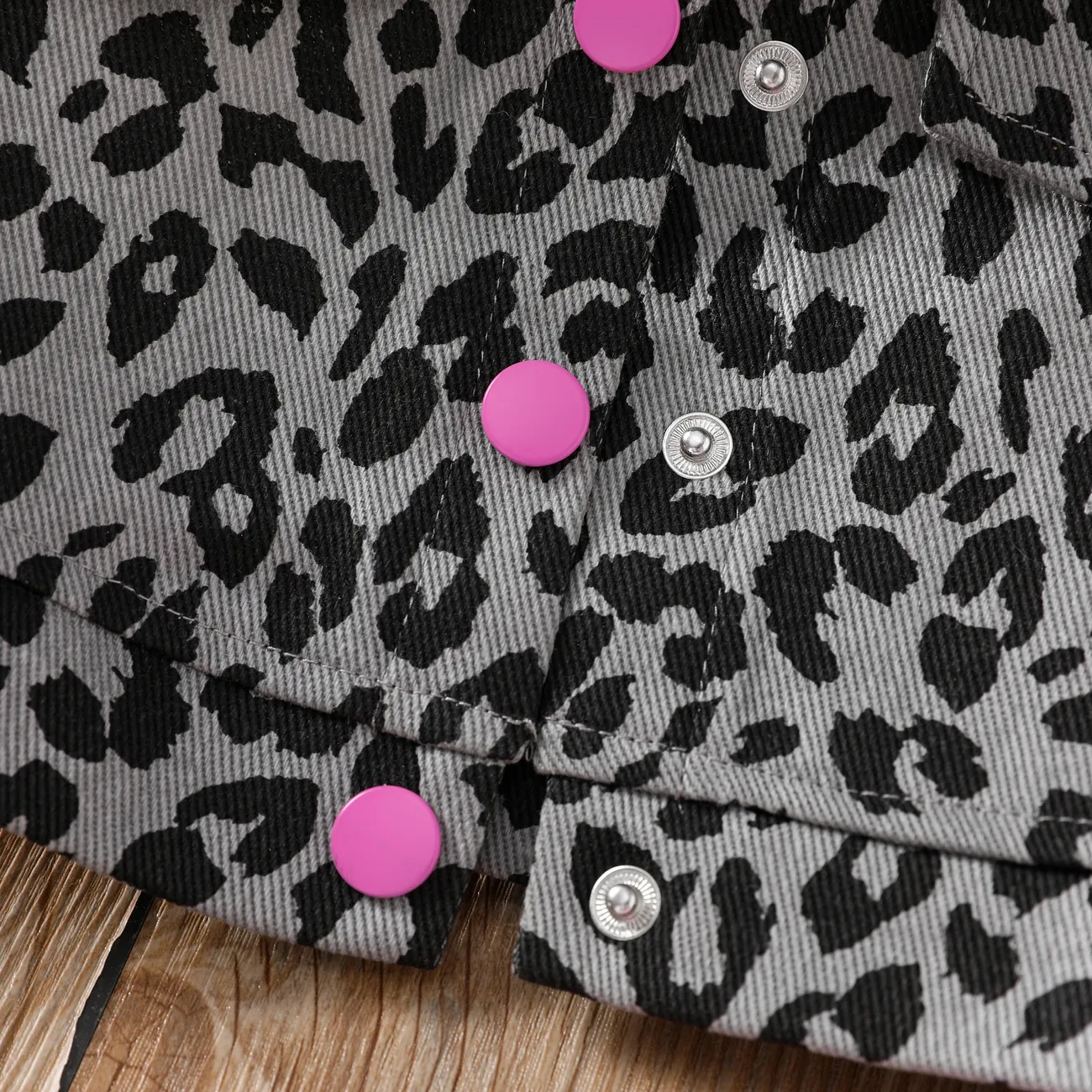 3 unidades Niño pequeño Chica Botón A la moda Estampado de leopardo rosado big image 1
