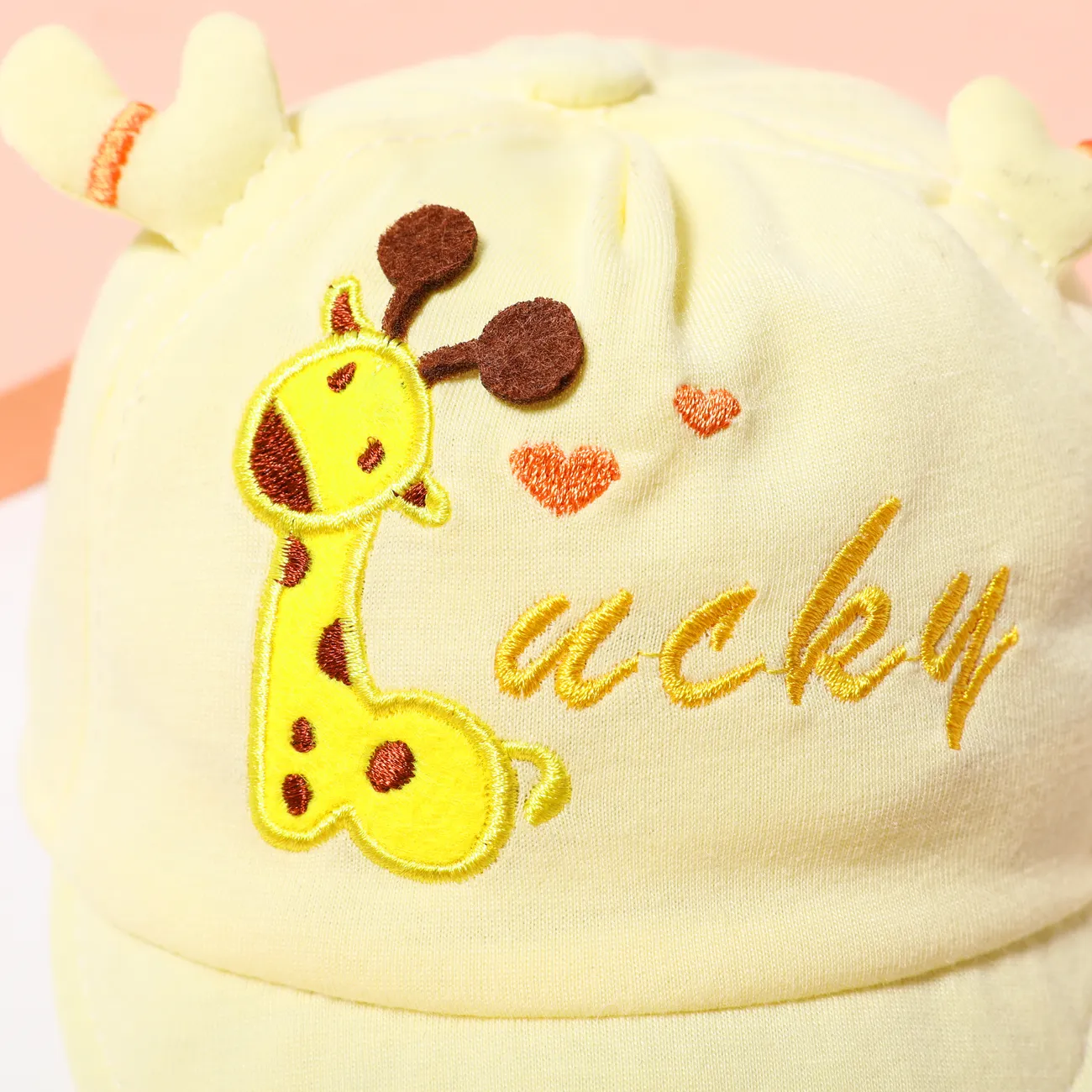 女嬰/男孩甜蜜幸運鹿卡通圖案嬰兒軟簷鴨嘴帽製作 黃色 big image 1