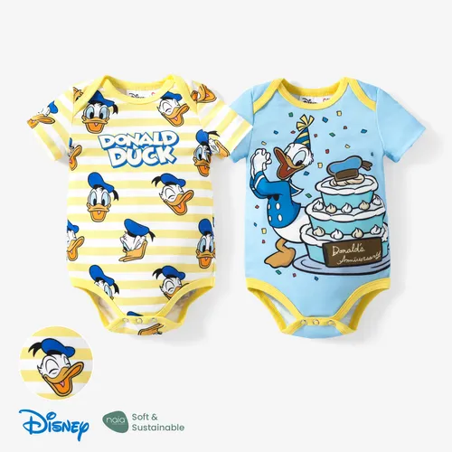 Disney Mickey and Friends Baby Boys/Girls Donald Duck 1pc Naia™ 90's Birthday Cake Print Romper