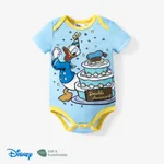Disney Mickey and Friends Baby Boys/Girls Donald Duck 1pc Naia™ 90's Birthday Cake Print Romper Blue