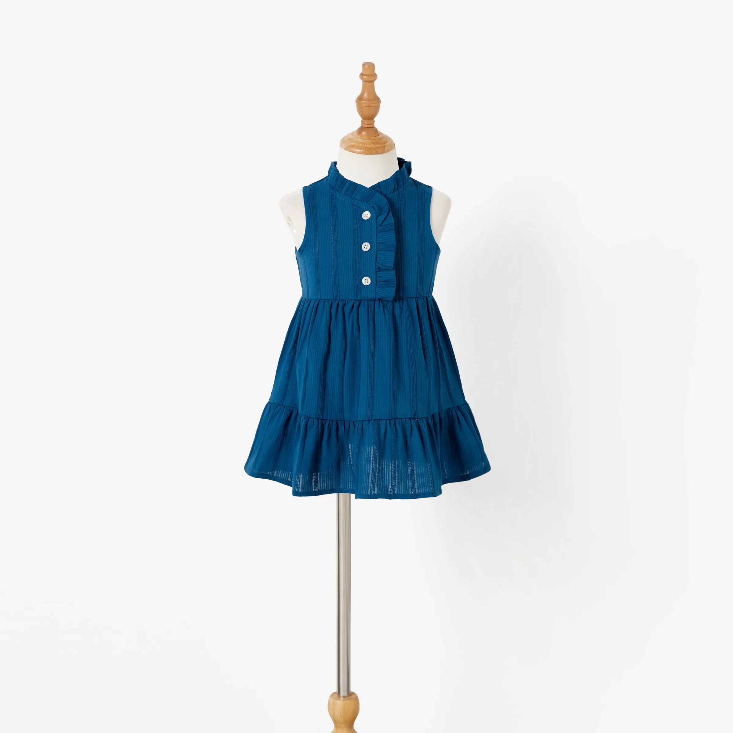 

Family Matching Tiered A-line Midi Dress and Colorblock Top Sets