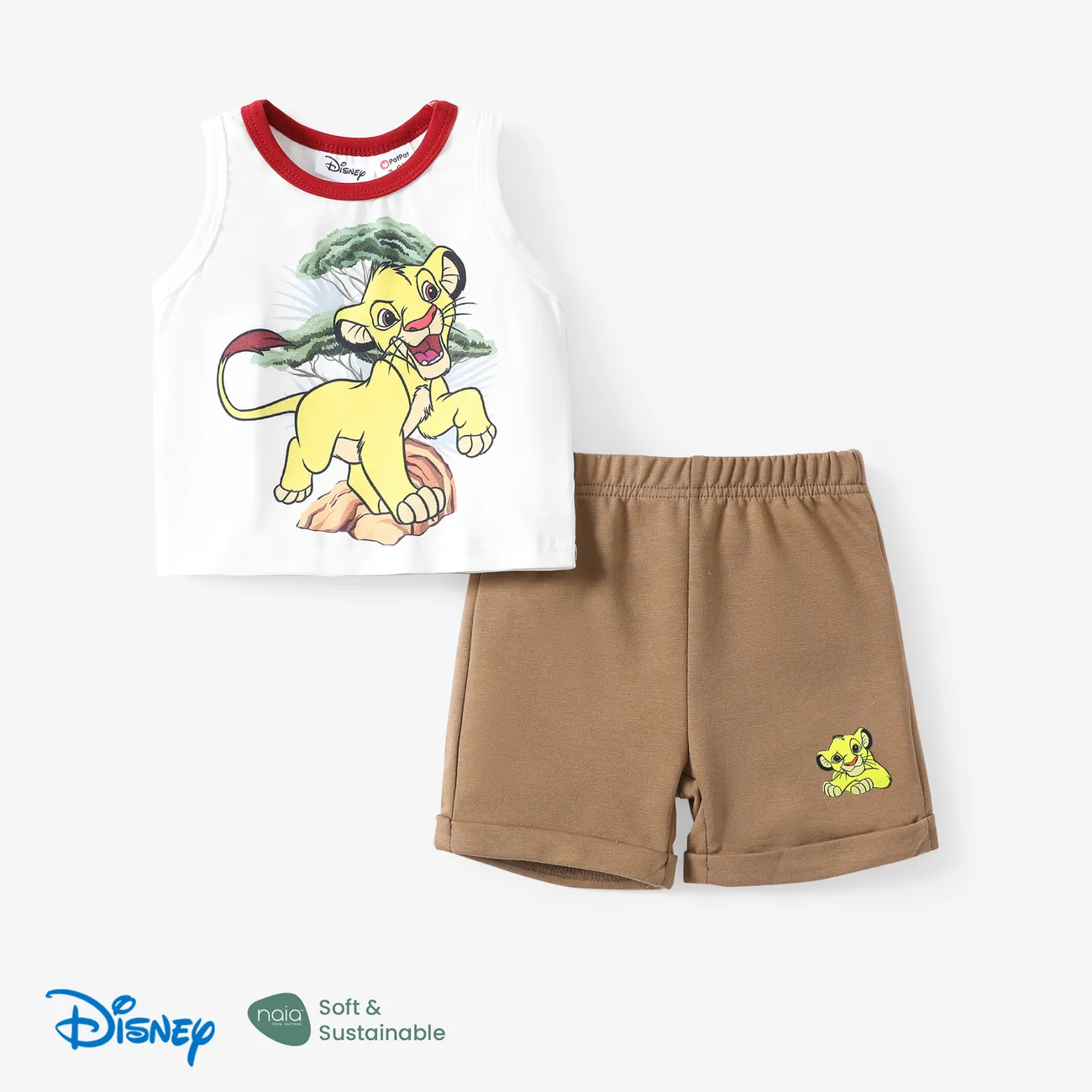 Disney Lion King Baby/Toddler Boys Simba 2pcs Naia™ Character Print Tank Top with Shorts Sporty Set Brown big image 1