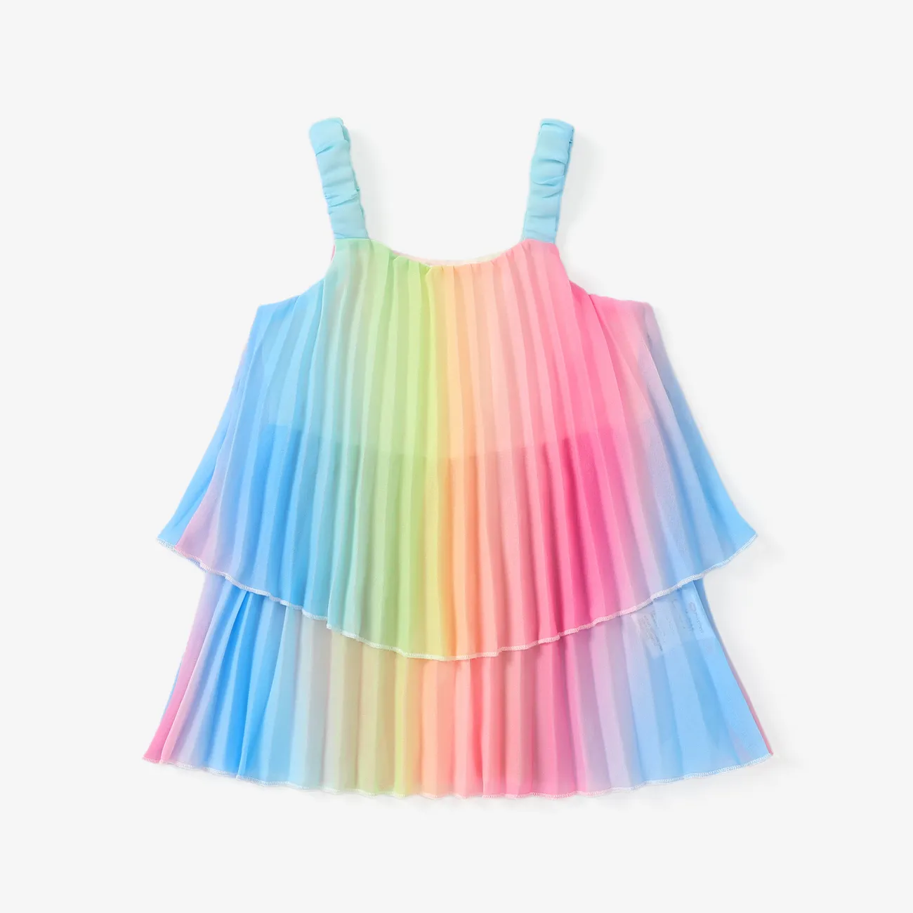 Baby Girl Rainbow Double-layer Cami Dress Multi-color big image 1