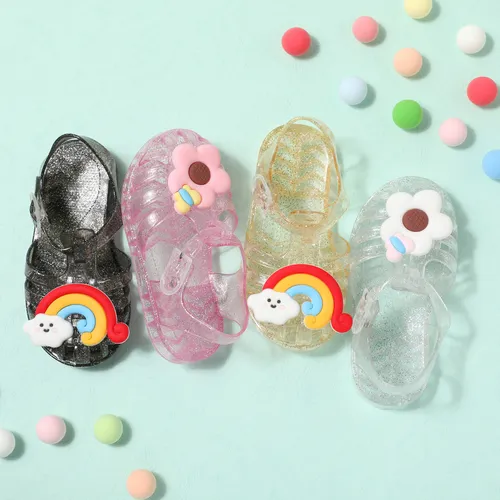 Toddler/Kid Girl 3D Big Flower and Rainbow Design Buckle Sandals
