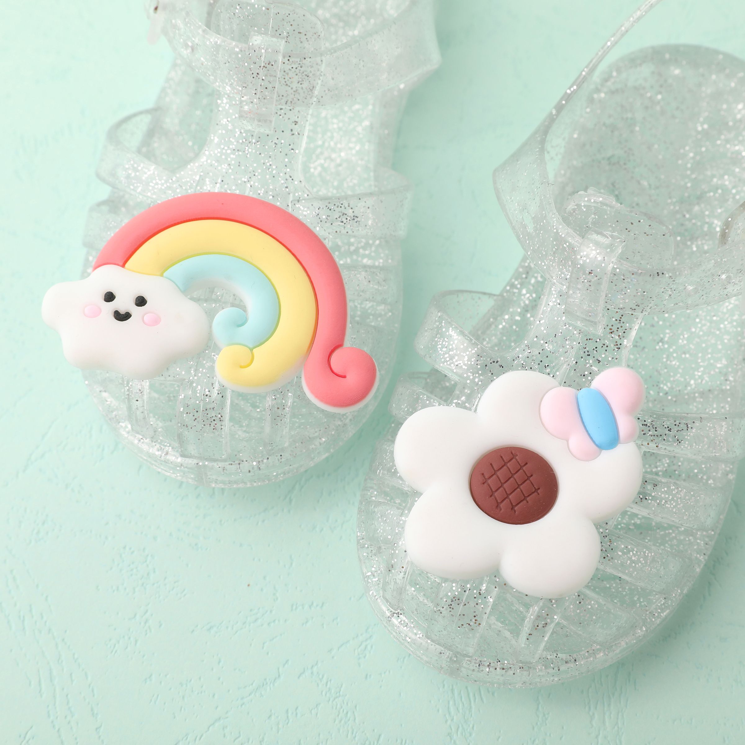Toddler/Kid Girl 3D Big Flower and Rainbow Design Buckle Sandals