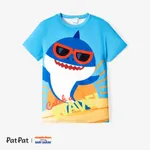 Baby Shark Family Matching Short-sleeve Shark Print T-shirt/Jumpsuit Blue