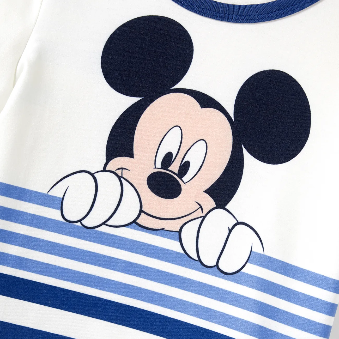 Disney Mickey and Friends بلايزر إطلالة العائلة للجنسين طوق الجولة كم قصير خطوط شرائط ملونة big image 1