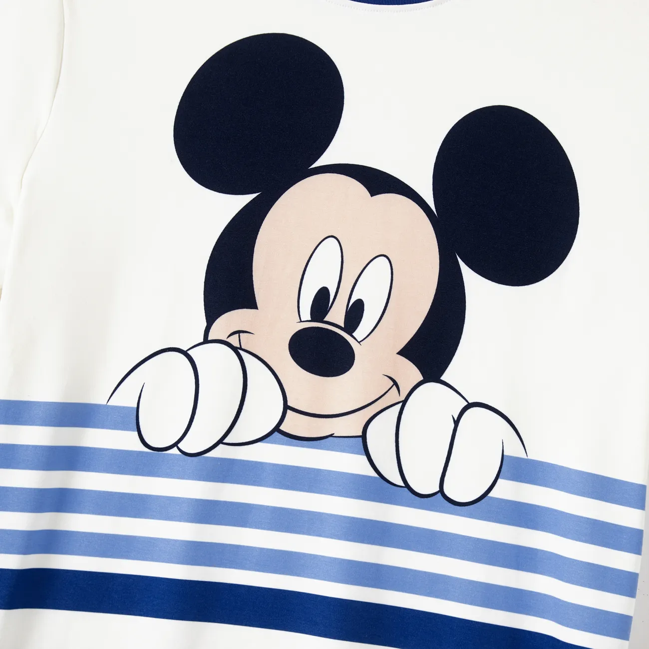 Disney Mickey and Friends بلايزر إطلالة العائلة للجنسين طوق الجولة كم قصير خطوط شرائط ملونة big image 1