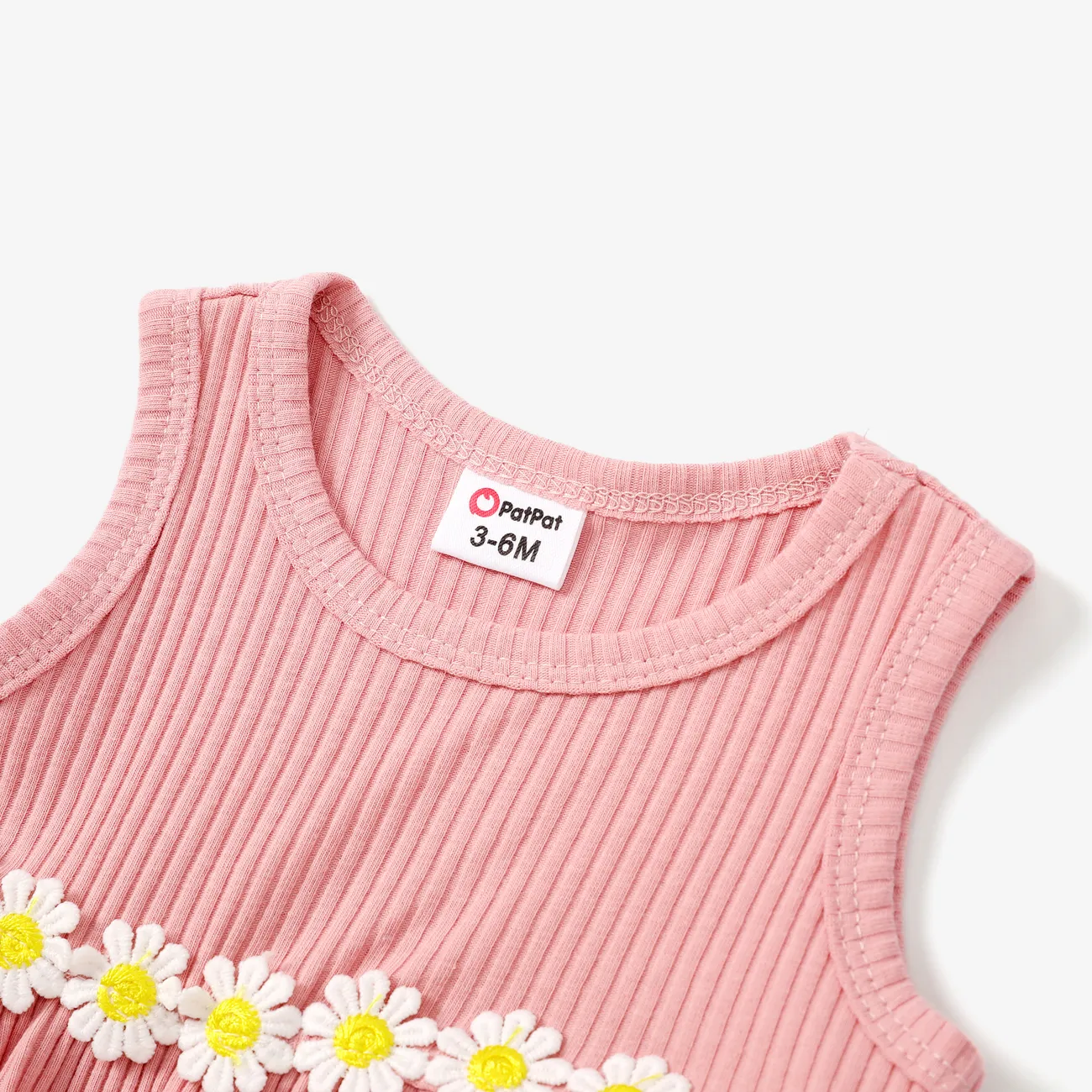 3件 嬰兒 女 小雛菊 甜美 無袖 嬰兒套裝 粉色 big image 1