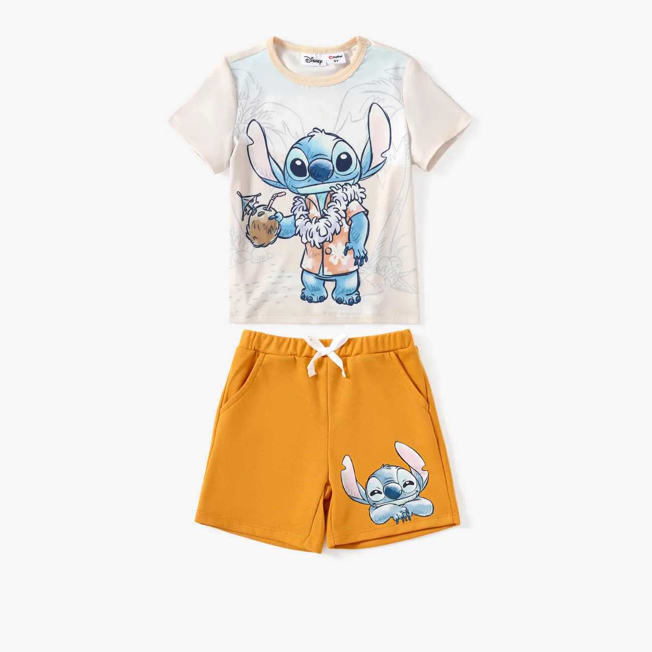 Disney Stich 2 Stück Kleinkinder Jungen Kindlich T-Shirt-Sets orange big image 1