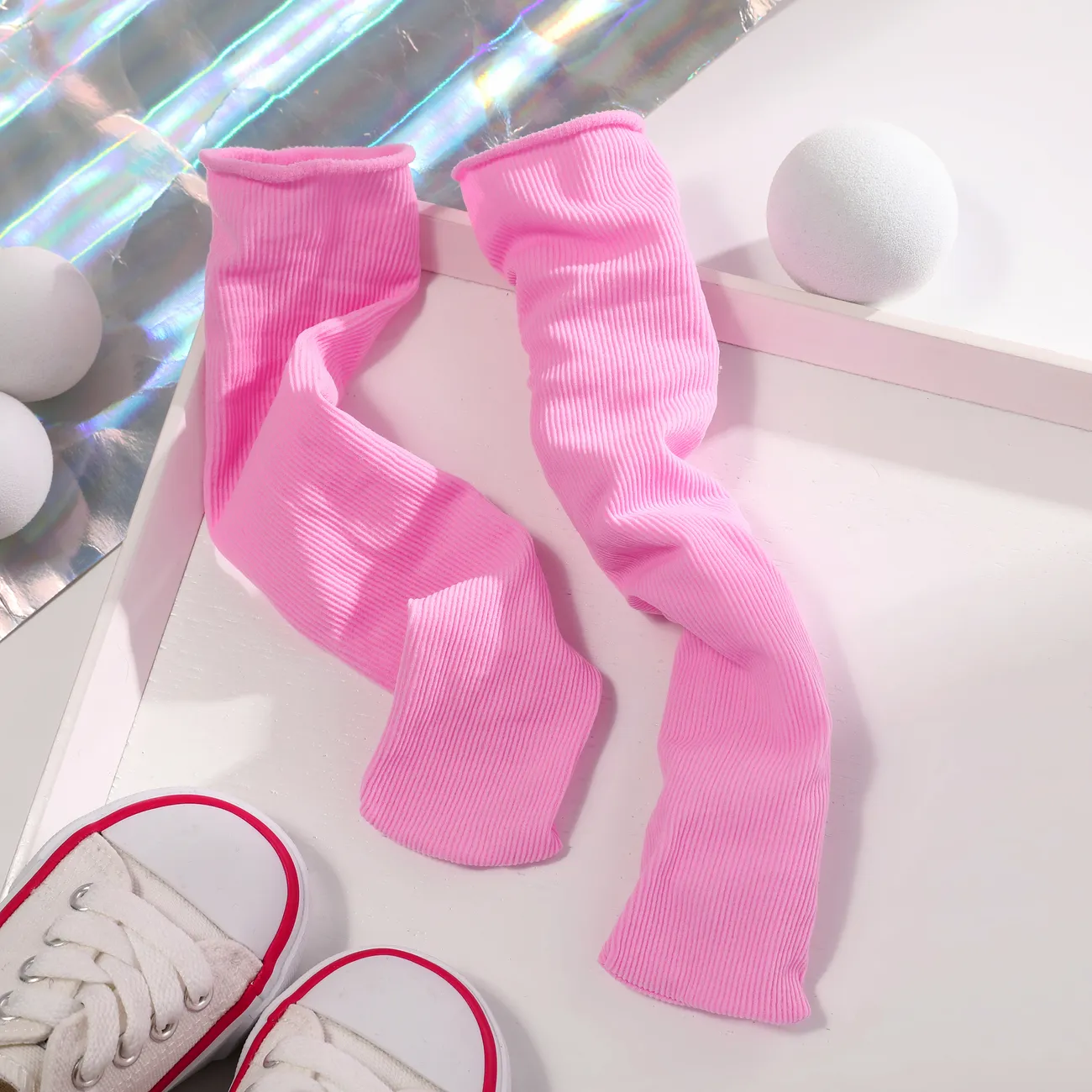 Kleinkind/Kinder Mädchen Lässige mittelhohe Socken mit festem Flor in Bonbonfarben Pink Lila big image 1