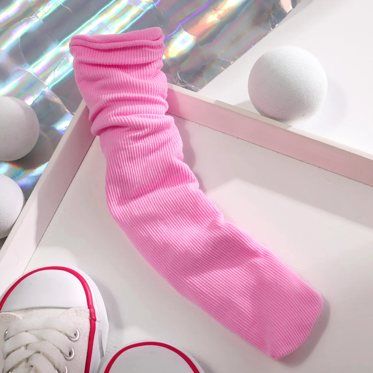 Kleinkind/Kinder Mädchen Lässige mittelhohe Socken mit festem Flor in Bonbonfarben Pink Lila big image 1