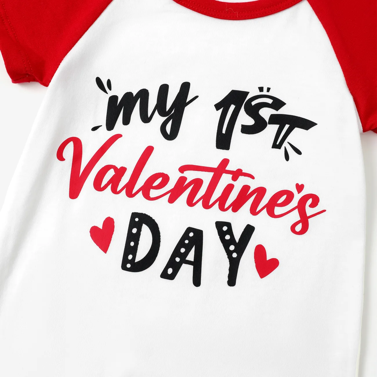 Baby Boy/Girl Valentine's Day 2pcs Letter Print Romper and bib Set REDWHITE big image 1
