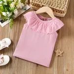 Sweet Sleeveless Ruffle Edge Tee for Toddler Girls - 95% Polyester and 5% Spandex - 1pc incarnadinepink