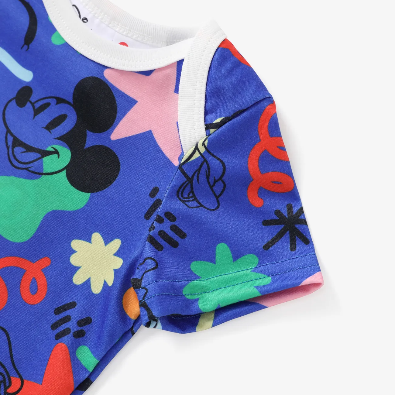 Disney Mickey and Friends 1pc Baby Girls/Boys Naia™ Character Doodle Print Romper Blue big image 1