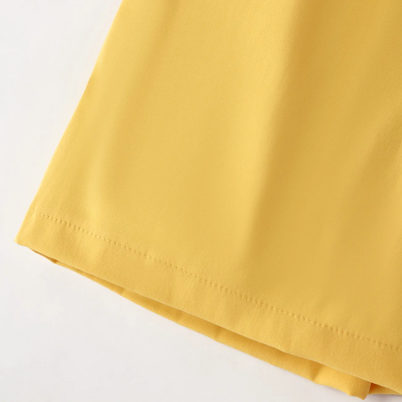 Niedliche Spitzenshorts mit hoher Taille für Mädchen, Polyesterstoff, 1-teiliges Set, lässiger Stil, einfarbig gelb big image 1