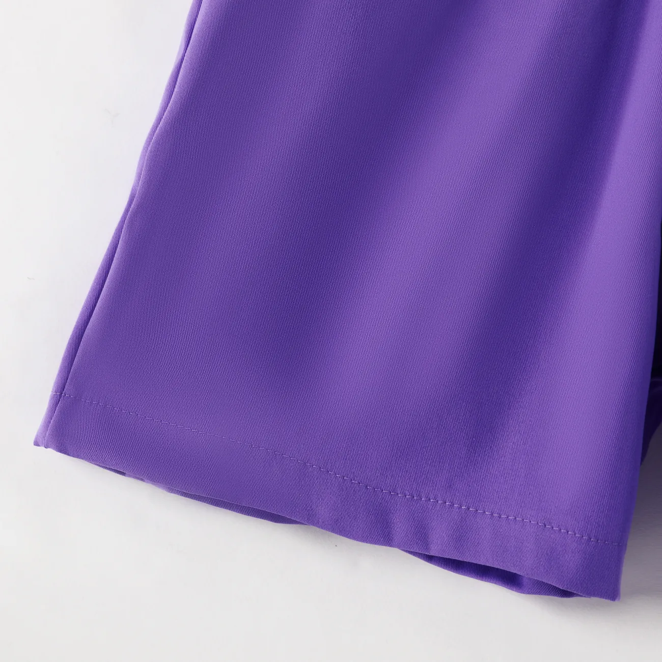 Lindos pantalones cortos de encaje de cintura alta para niñas, tela de poliéster, juego de 1 pieza, estilo casual, color sólido Púrpura big image 1