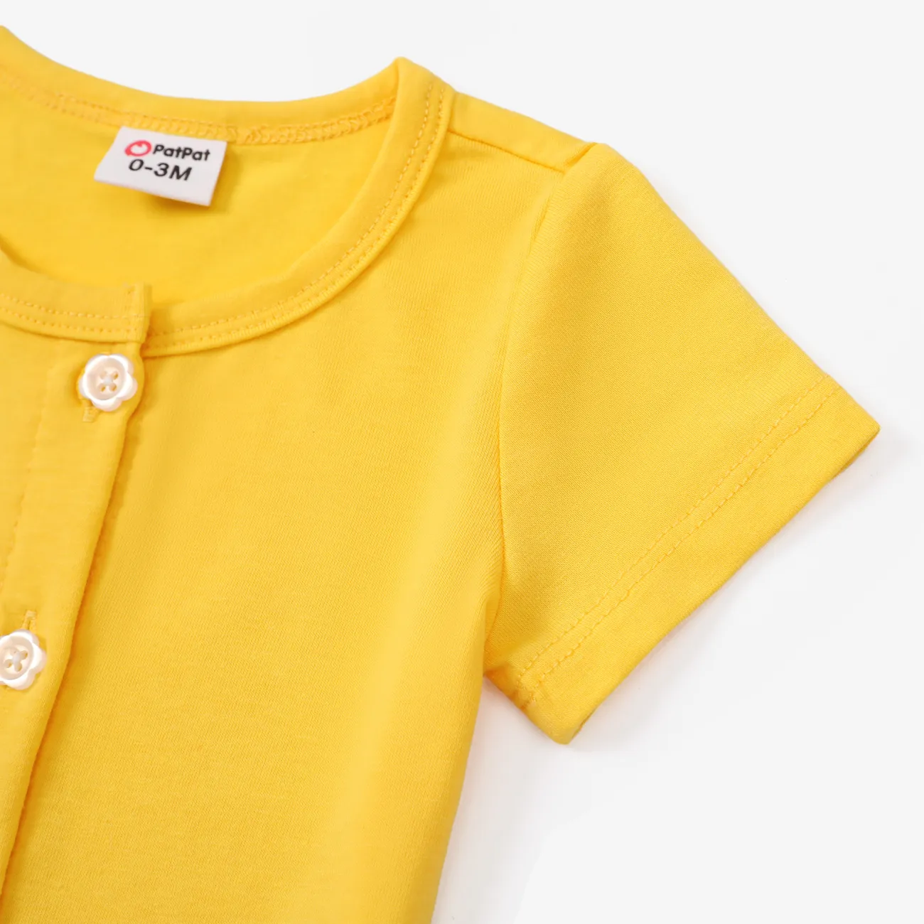 2 unidades Bebé Chica Camiseta sin mangas Flor rota Dulce Manga corta Conjuntos de bebé Amarillo big image 1