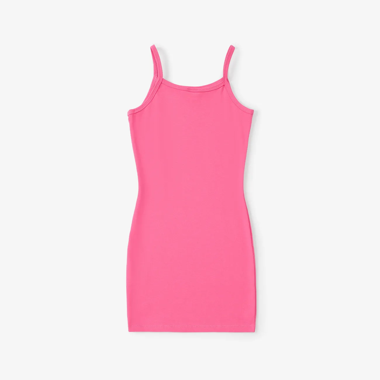 Kid Girl Solid Color Hip-covering Cami Dress Dark Pink big image 1