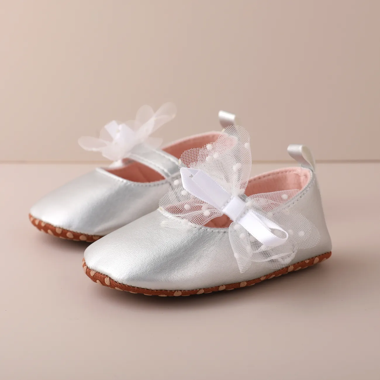 嬰兒 女 甜美 純色 學步鞋 銀色 big image 1