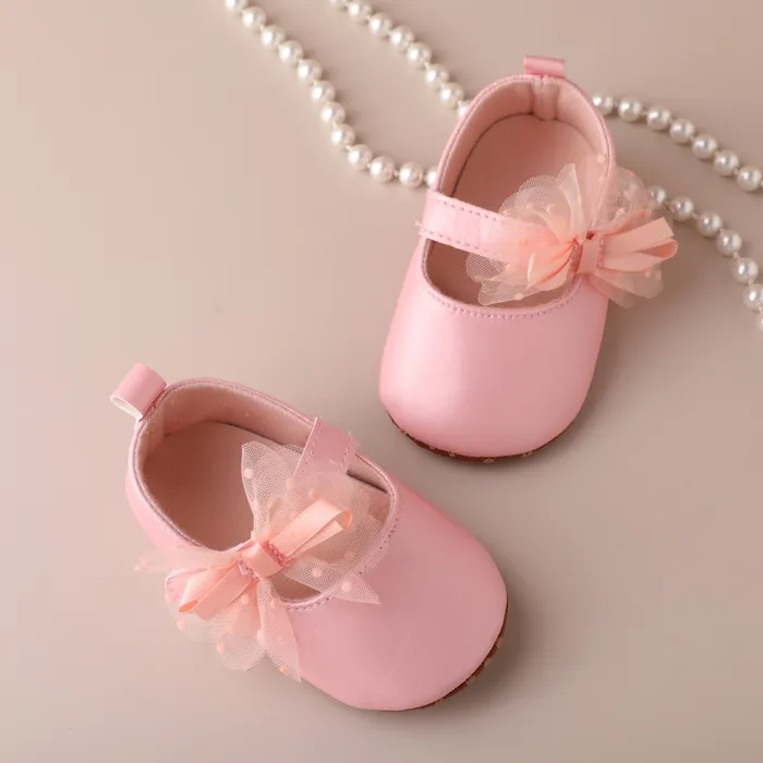 Bébé/Enfant En Bas Âge Fille Style Doux Couleur Unie Bow Applique Velcro Fermeture Chaussures 