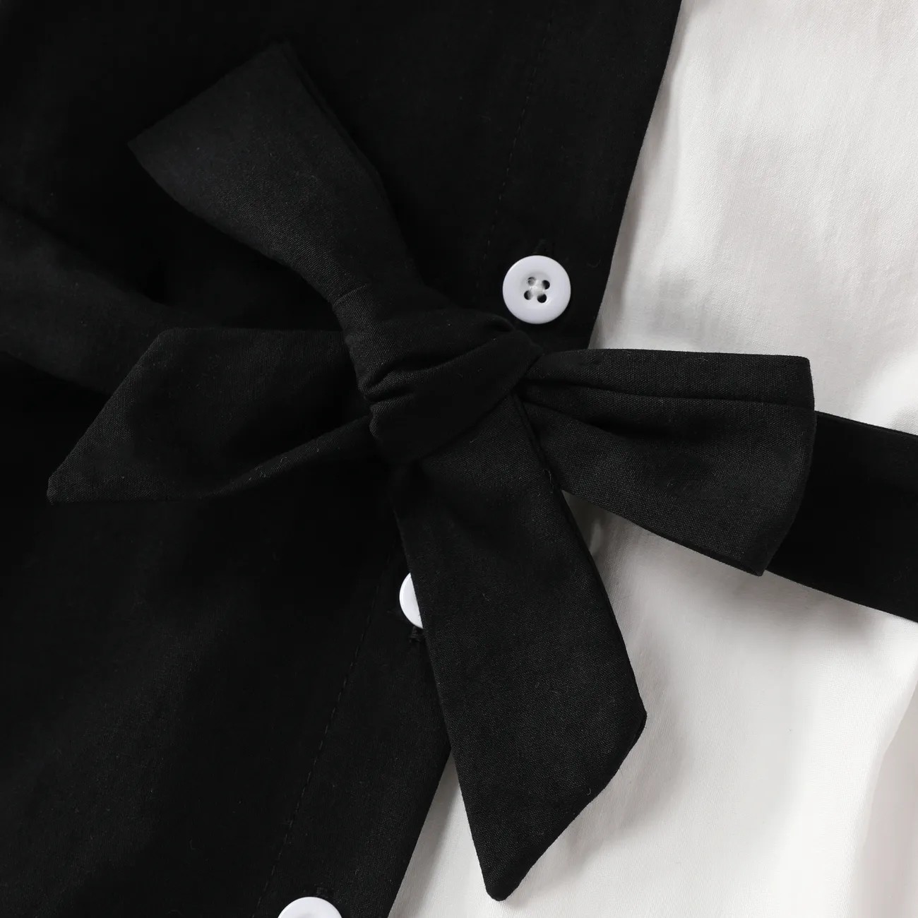 2 pièces Enfant en bas âge Fille Couture de tissus Tendance Robes noir et blanc big image 1