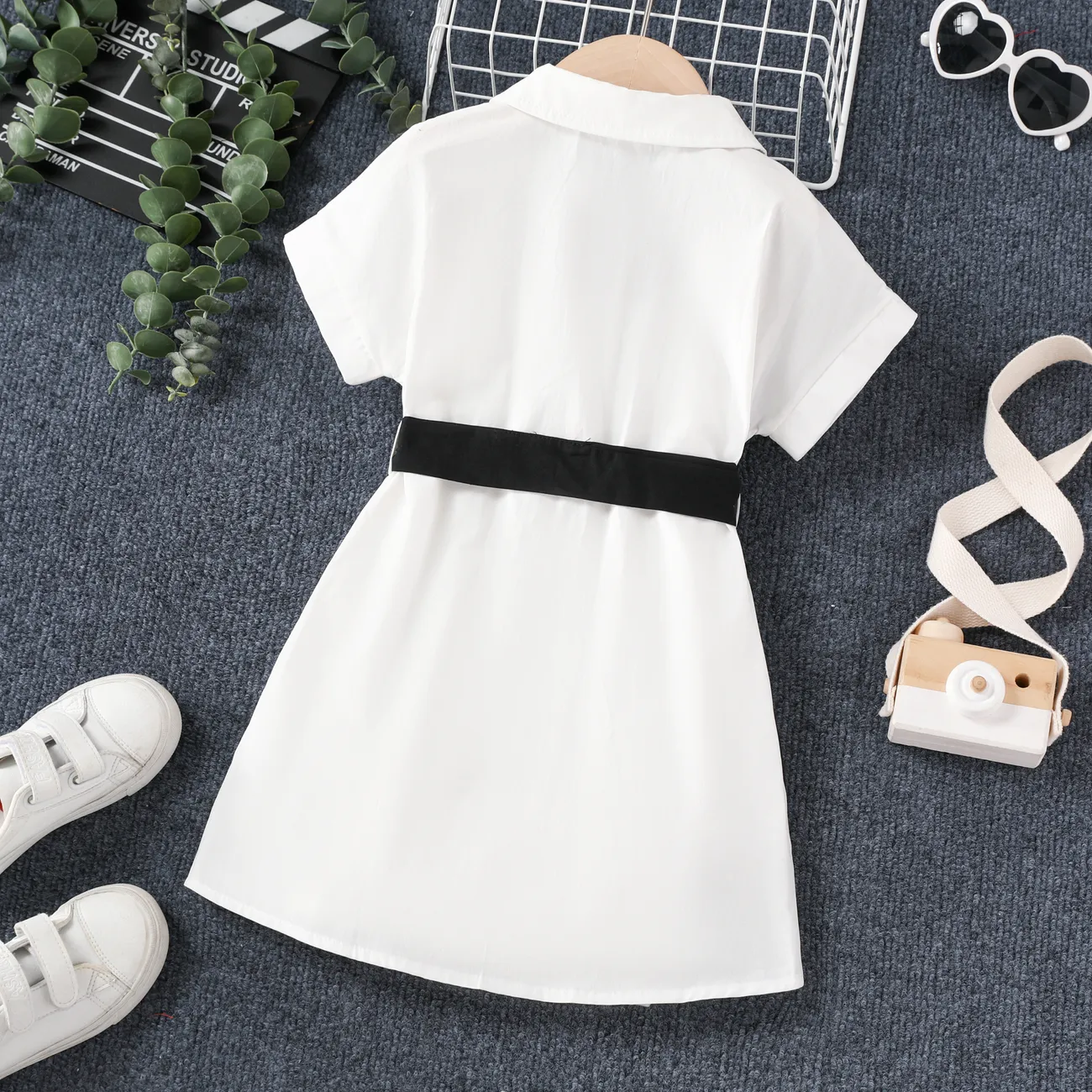 2 unidades Niño pequeño Chica Costura de tela A la moda Vestidos blanco y negro big image 1